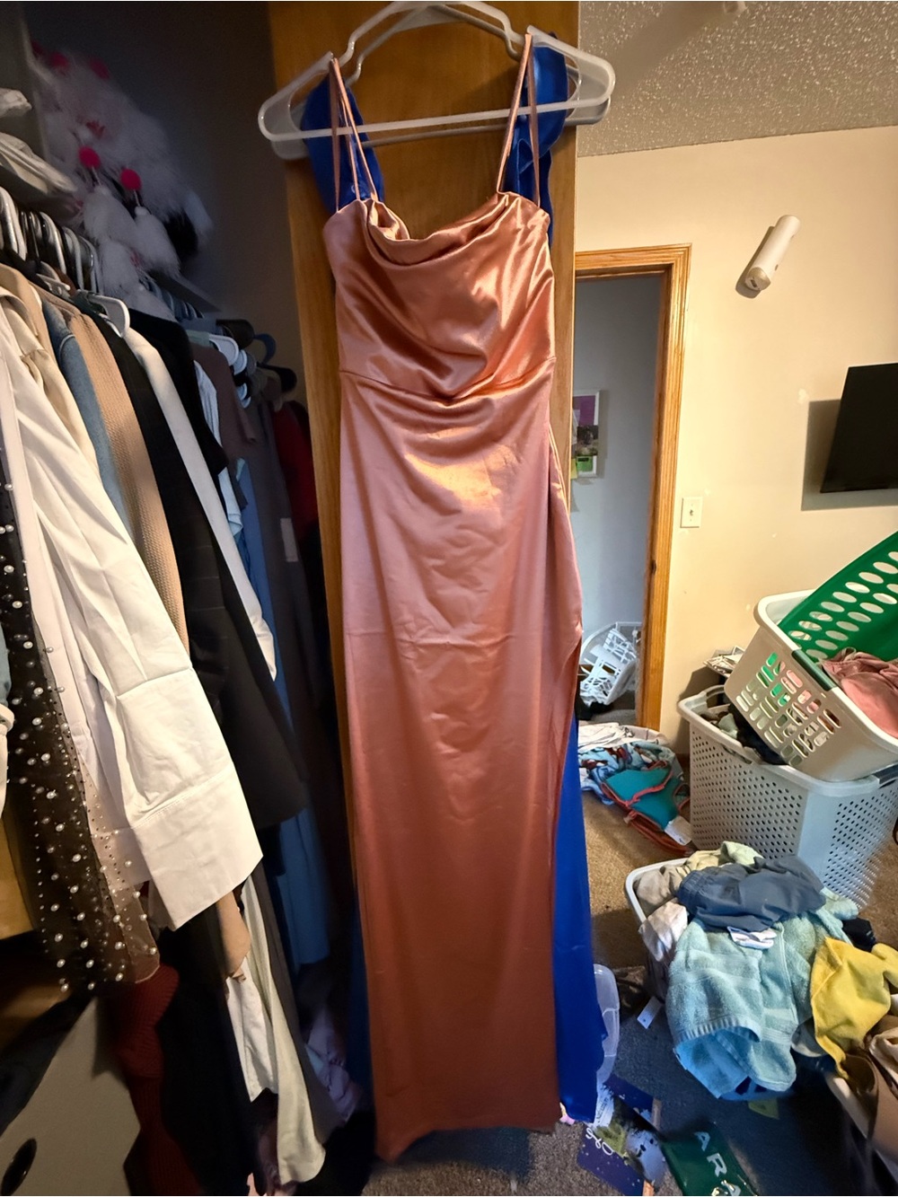Windsor Rose Gold Satin Maxi Dress